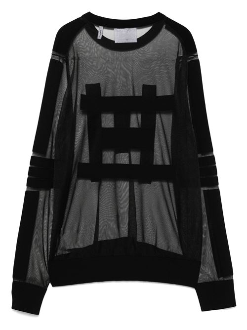 Top  in maglia nera costruzione semitrasparente Helmut Lang | O07HW701001